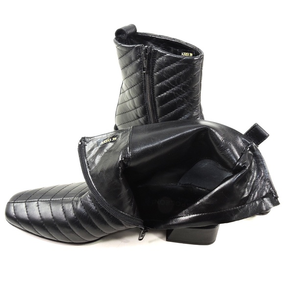 NAPOLEONI 🇮🇹 WOMEN'S BLACK SOFT LEATHER COMFORT ANKLE BOOTIE - Picture 8 of 8